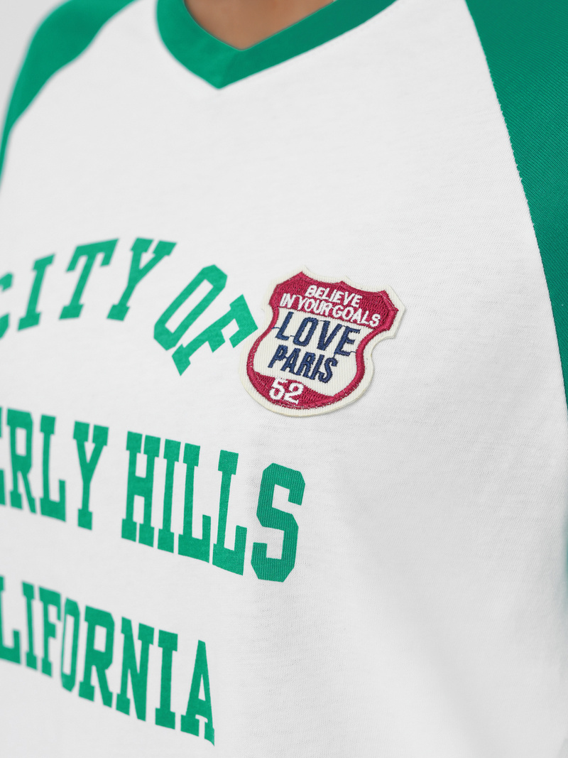 Sieviešu t-krekls balts-zaļš OZONEE JS/R62493