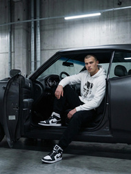 Vīriešu džemperis ar kapuci balta OZONEE JS/65B3907/1Z