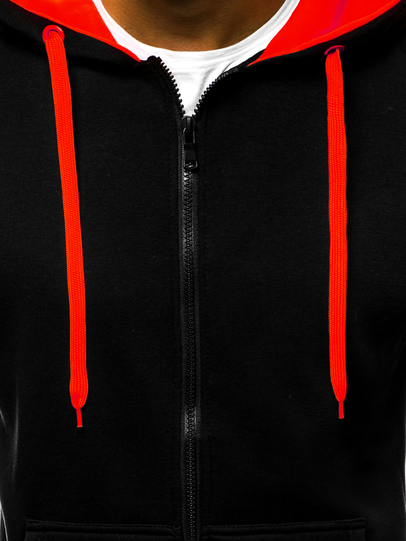 Vīriešu jaka ar rāvējslēdzēju melni-sarkana OZONEE JS/2015