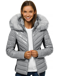 Sieviešu ziemas jaka pelēka OZONEE O/DK059/24