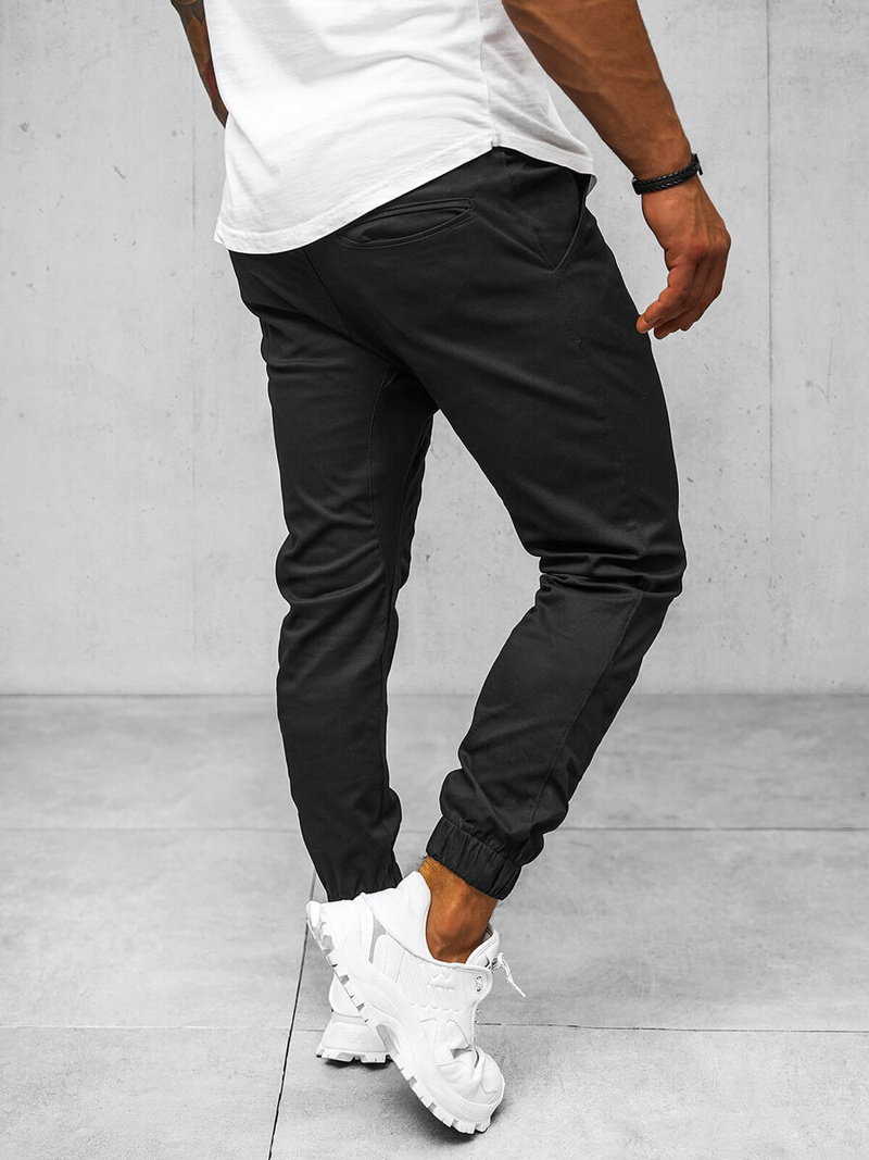 Vīriešu chino jogger bikses melni OZONEE O/399