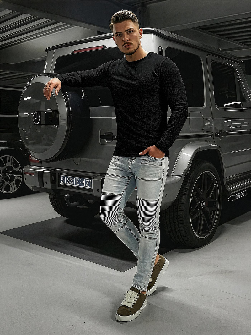 Vīriešu džinsi gaiši debesu zili OZONEE O/EM8889Z