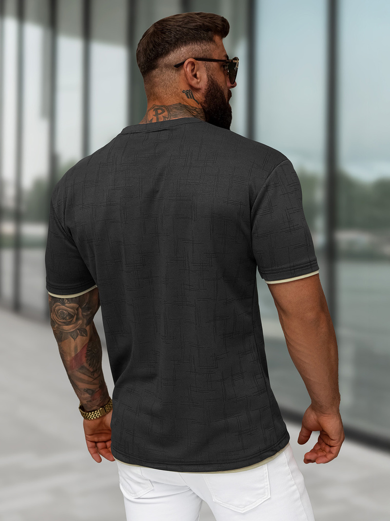 Vīriešu t-krekls melns OZONEE O/QQ1535