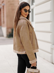 Sieviešu ādas jaka smilšu OZONEE JS/11Z8176