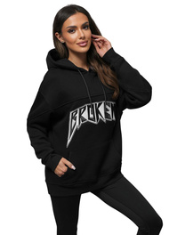 Džemperis ar kapuci melna OZONEE O/SWE23019Z