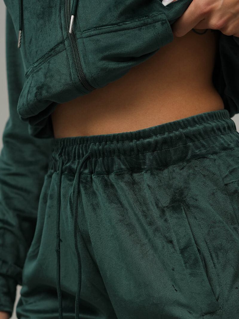 Sieviešu velūra treniņtērpa komplekts tumši zaļa OZONEE JS/8C1176/9Z