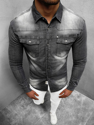 Vīriešu džinsu krekls melna OZONEE NB/MC703N