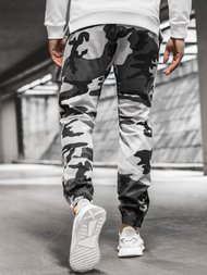 Vīriešu chino jogger bikses melnas-baltas OZONEE A/0952