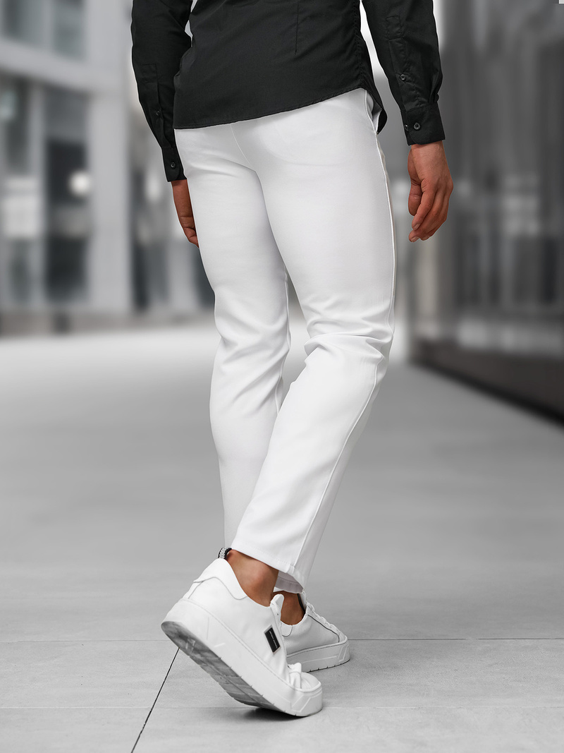 Vīriešu chino bikses baltas OZONEE DJ/5526Z