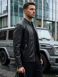 Vīriešu ādas virsjaka melna OZONEE JS/11Z8027