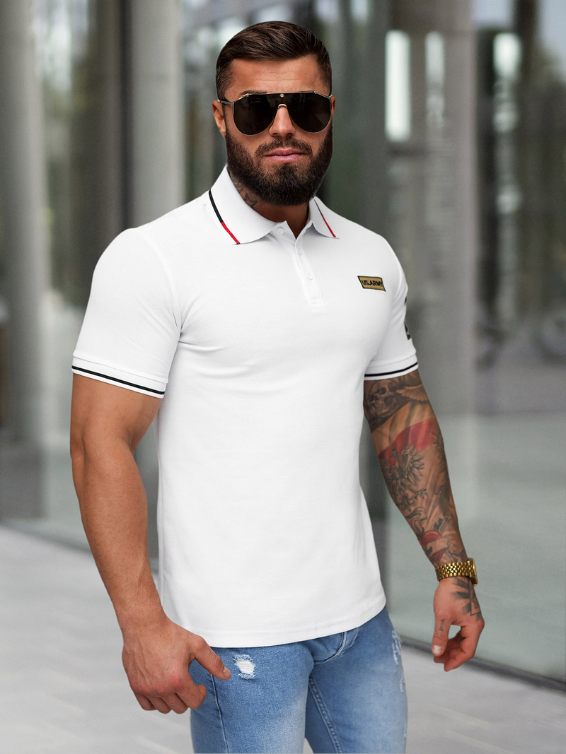 Vīriešu polo krekls balts OZONEE NB/MT3144