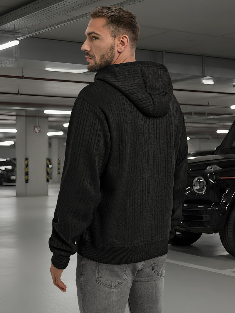 Vīriešu džemperis ar kapuci melna OZONEE O/3C577