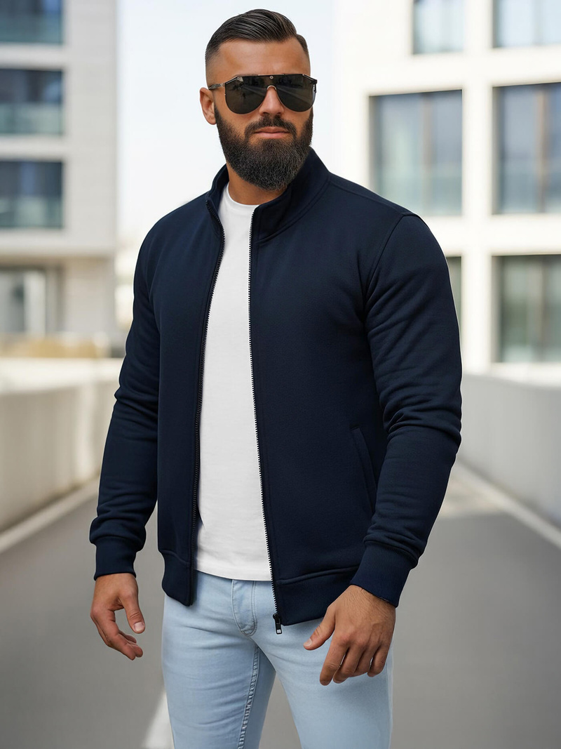 Vīriešu jaka ar rāvējslēdzēju tumši zila OZONEE JS/2002