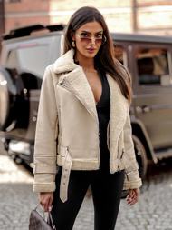 Sieviešu ādas jaka smilšu OZONEE JS/11Z8177