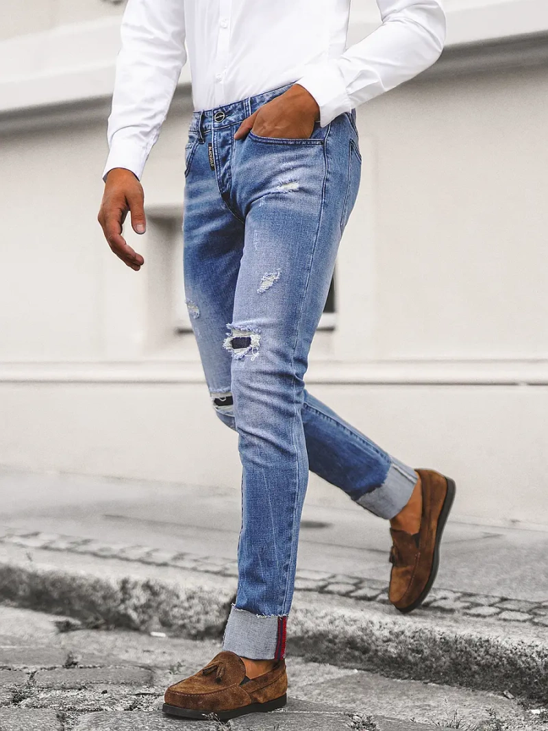 Vīriešu džinsi debesu zili OZONEE NB/MP0126B