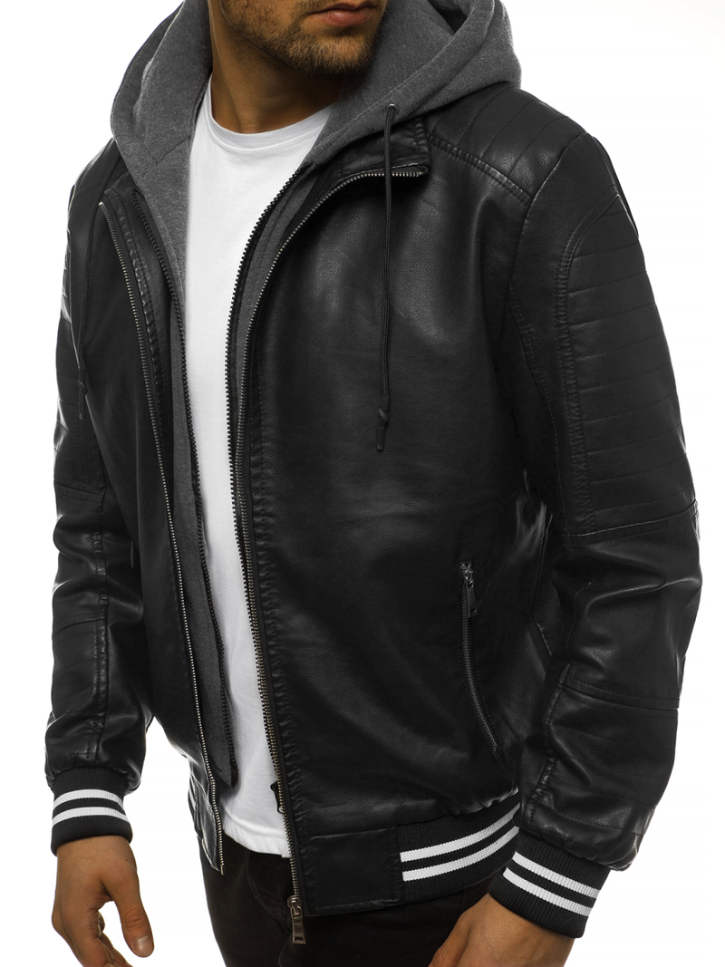 Vīriešu ādas virsjaka melna OZONEE JB/JP1133