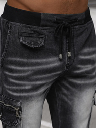 Vīriešu džinsi jogger melni OZONEE NB/MP0108N