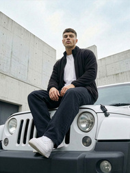 Vīriešu jaka ar rāvējslēdzēju melna OZONEE JS/HH016/3