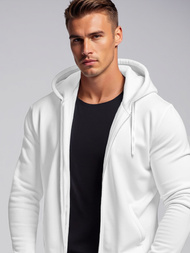 Vīriešu džemperis ar kapuci balts OZONEE JS/2008