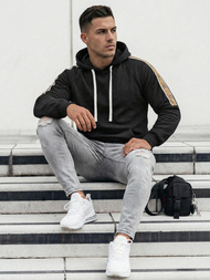 Vīriešu džemperis ar kapuci melna OZONEE JS/8B1730/3Z