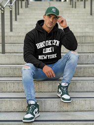 Vīriešu džemperis ar kapuci melna OZONEE JS/8B1767/3Z