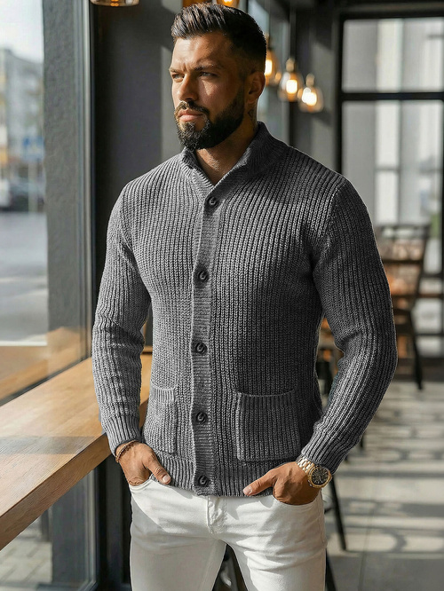 Vīriešu svīteris grafīta OZONEE NB/MM6020/3Z