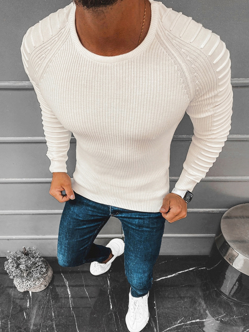 Vīriešu svīteris ecru OZONEE L/2642