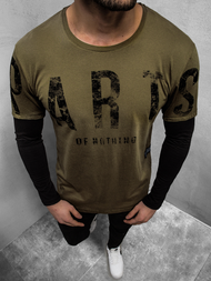 Vīriešu T-krekls ar garām piedurknēm zaļš OZONEE O/1292Z 