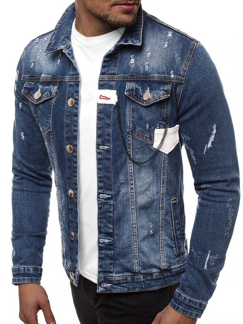 Vīriešu džinsa virsjaka tumši-debesu zila OZONEE G/600