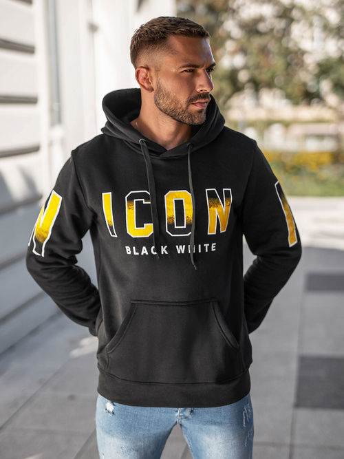 Vīriešu džemperis ar kapuci melna OZONEE JS/8B1739/3