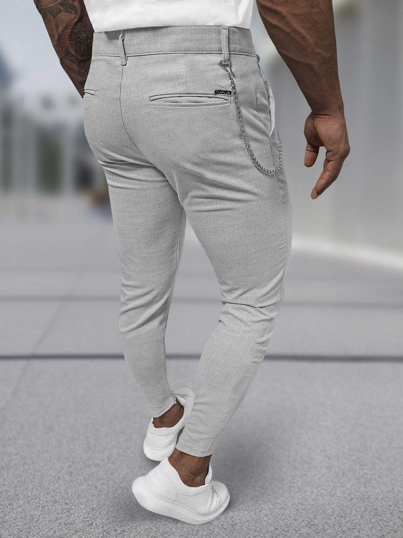 Vīriešu chino bikses pelēkas OZONEE DJ/3300