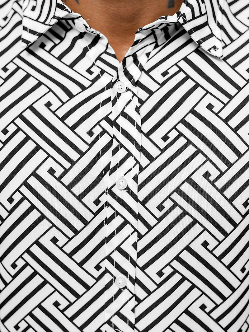 Vīriešu krekls melni-balts OZONEE E/9000/3Z