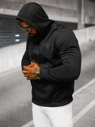 Vīriešu džemperis ar kapuci melna OZONEE JS/27B6511/3