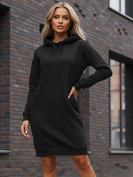 Sieviešu džemperis ar kapuci melns OZONEE JS/YS10005/3