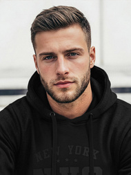 Vīriešu džemperis ar kapuci melna OZONEE JS/8B1971/3