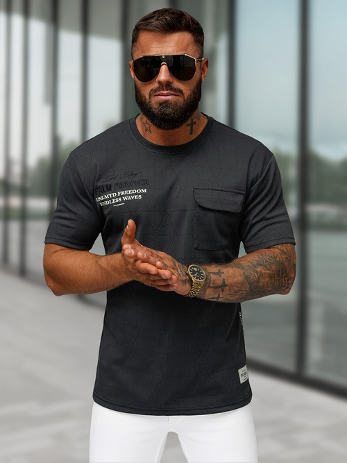 Vīriešu t-krekls melns OZONEE O/QQ1530