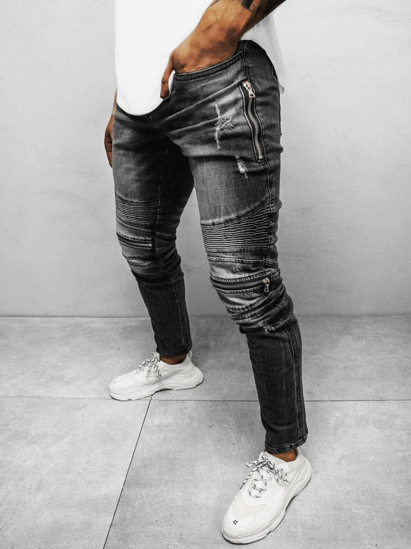 Vīriešu džinsi melni OZONEE NB/MP007N