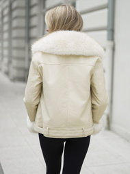 Sieviešu ādas jaka ecru OZONEE JS/61M8507/280Z