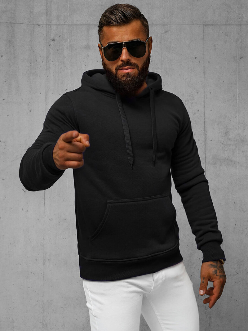 Vīriešu džemperis ar kapuci melns OZONEE JS/2009Z