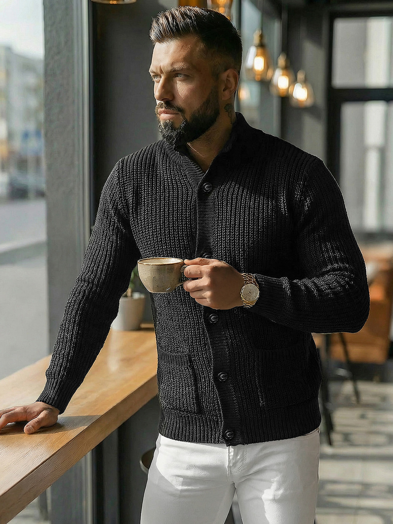 Vīriešu svīteris melns OZONEE NB/MM6020/4Z