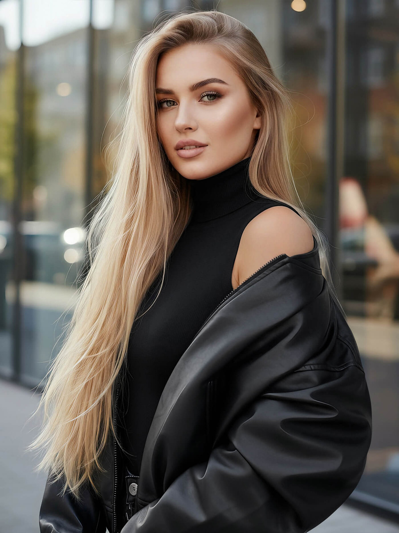 Sieviešu ādas jaka melna OZONEE JS/11Z8281