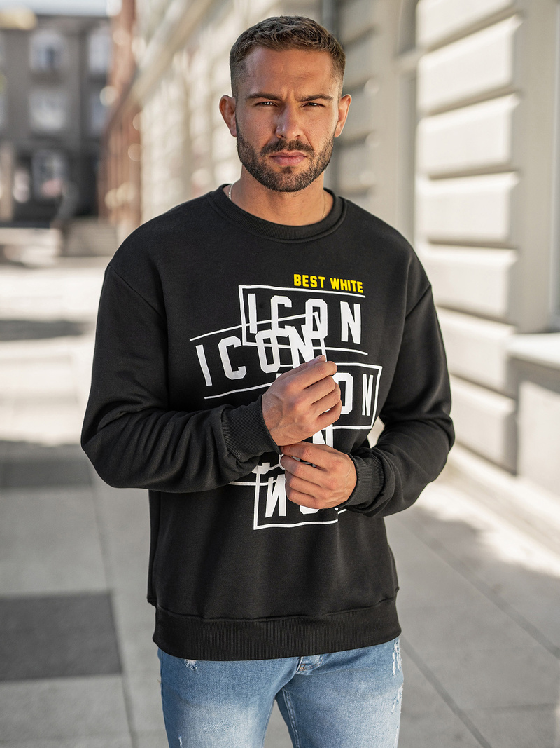 Vīriešu džemperis melns OZONEE JS/8B1763/3