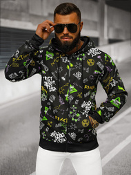 Vīriešu džemperis ar kapuci melna OZONEE JS/8B1186/3