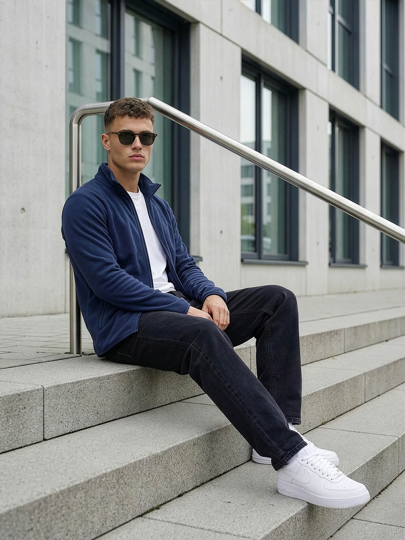 Vīriešu džemperis rāvējslēdzēju tumši zils OZONEE JS/HH016/25