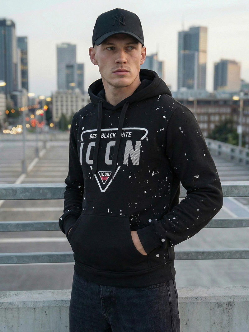 Vīriešu džemperis ar kapuci melna OZONEE JS/8B1737/3Z