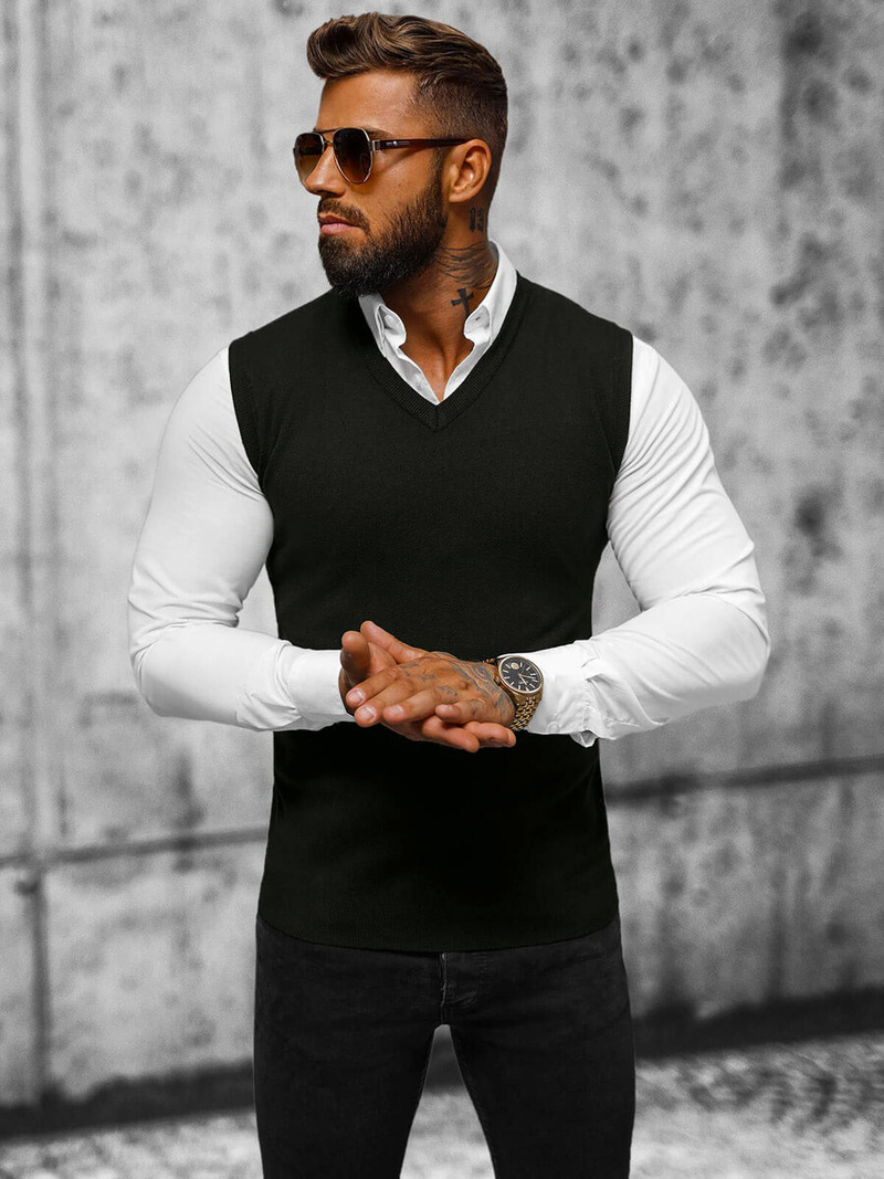 Vīriešu svīteris melns OZONEE NB/MM6005/4Z