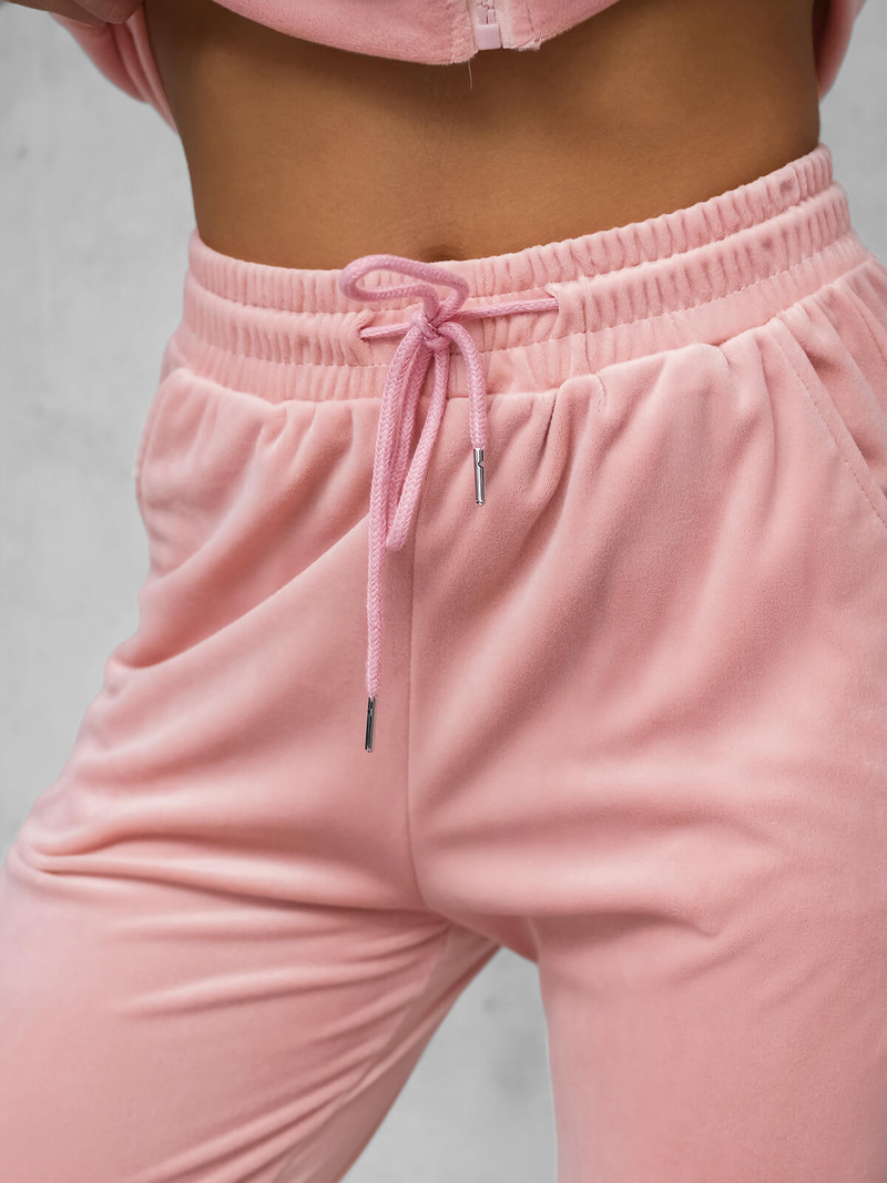 Sieviešu velūra treniņtērpa komplekts gaiši sārta OZONEE JS/35C1610/20