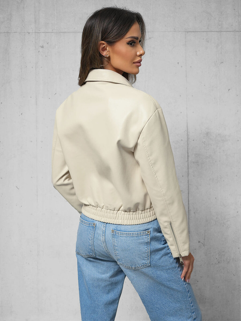 Sieviešu ādas jaka smilšu OZONEE O/G116