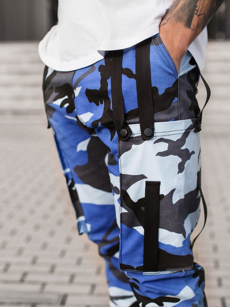 Vīriešu chino jogger bikses debesu zilas-melnas OZONEE O/11102