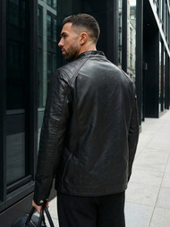 Vīriešu ādas virsjaka melna OZONEE JS/11Z8138